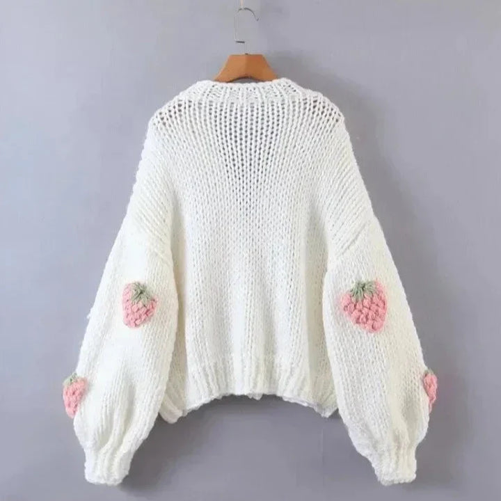 Arya | Knitted Strawberry Cardigan