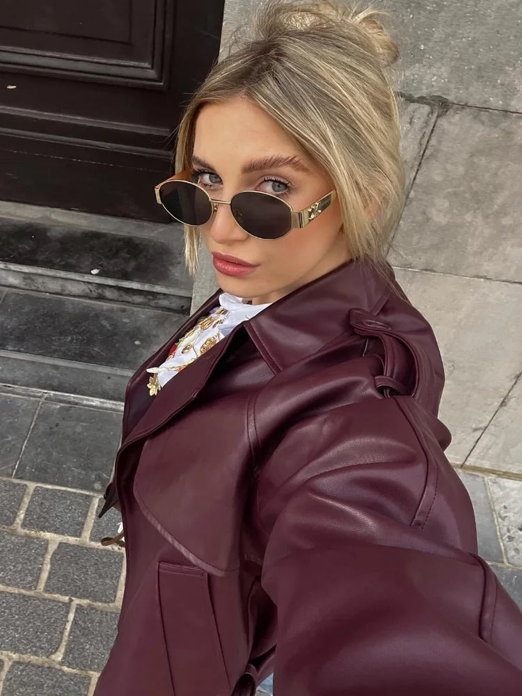 Katherine | Burgundy Short Trench Coat