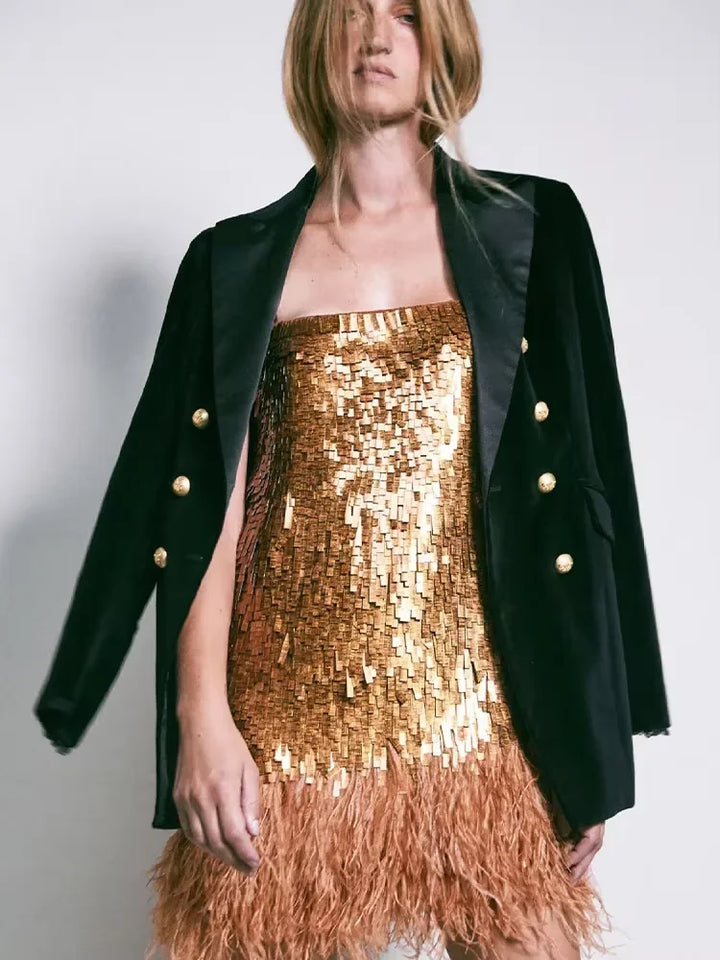 Alma | Bronze Sparkle Dress