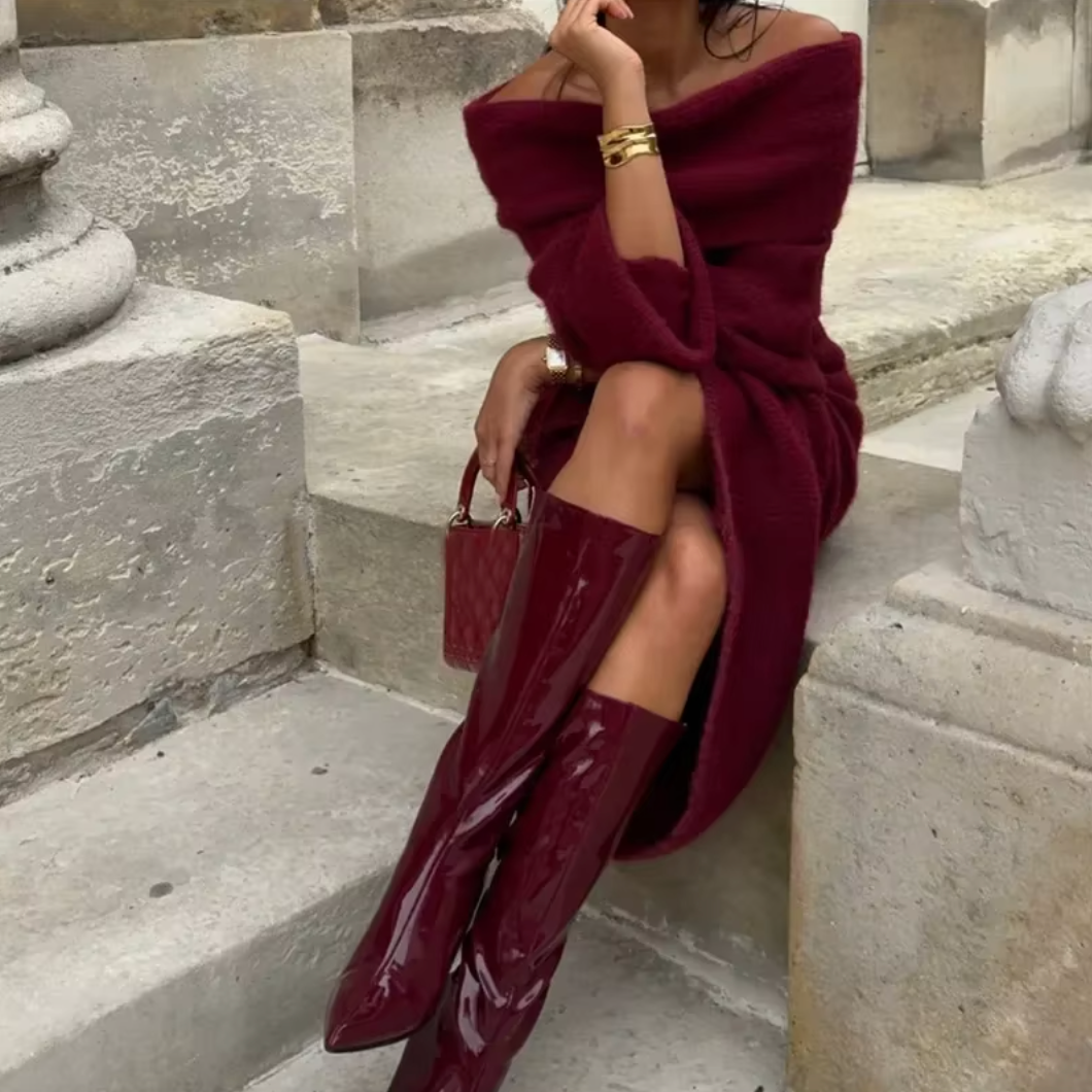 Amelie | Classy Burgundy Dress